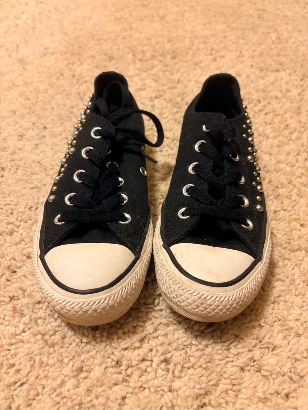 Converse Black Canvas Studded Low-Top Sneakers